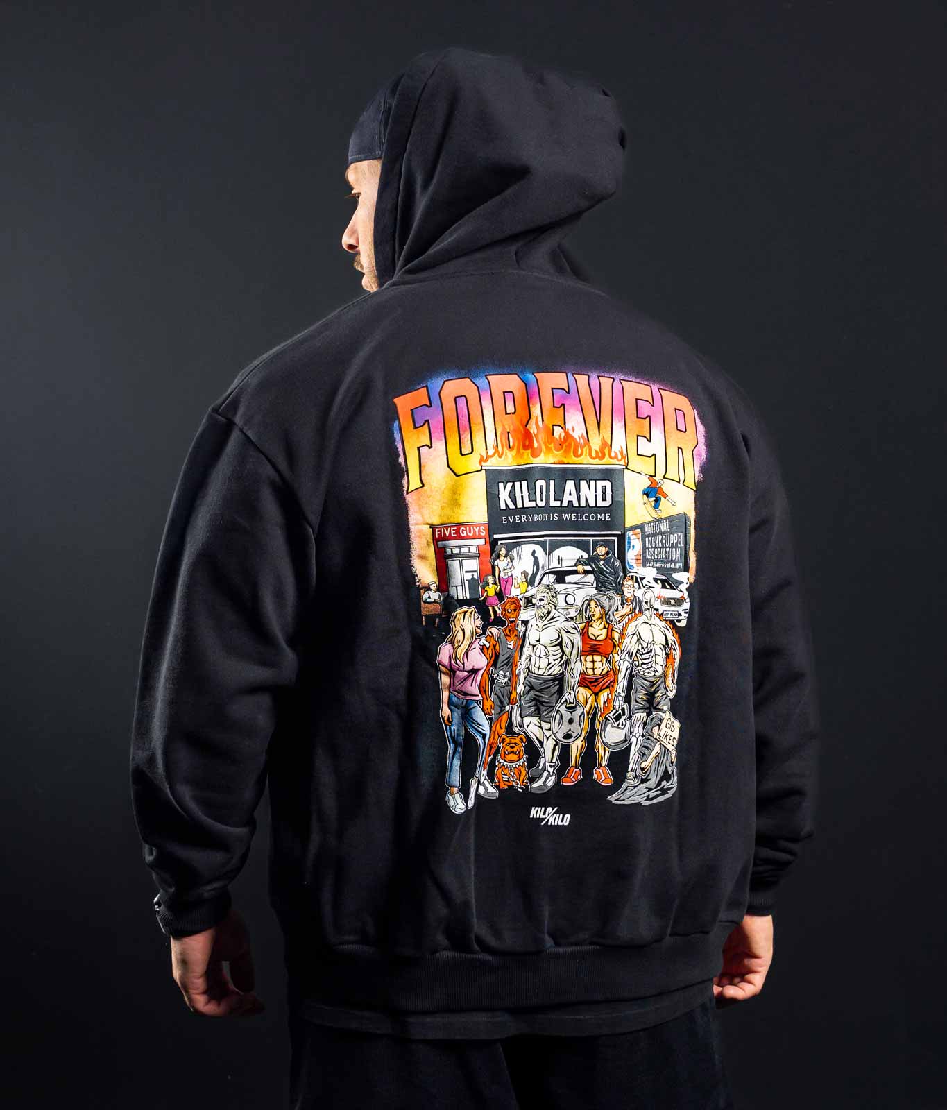 Zip Hoodie "FOREVER" Schwarz